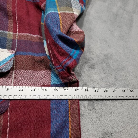 Northwest Territory Plaid Flannel Shacket 2 Pockets Maroon Blue White Men Sz 2XL - Picture 9 of 10